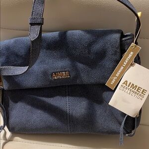 Aimee Kestenberg Blue Crossbody Bag with Leather Trim